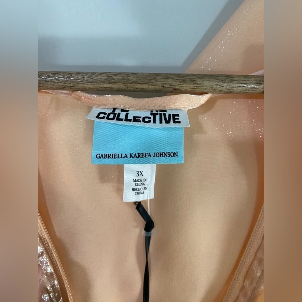 Future Collective - Peach Cinched Waist Hooded Parka Organza Jacket - Picture 14 of 14